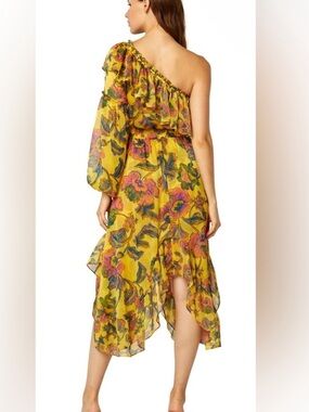 Misa Los Angeles Vola Asymmetric One Shoulder Floral Midi Dress